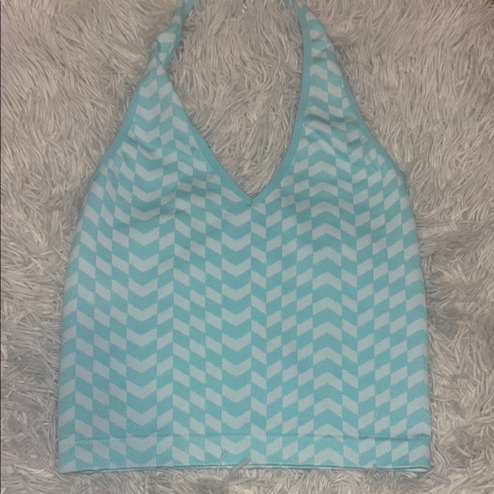 Blue and White Fitted Crop halter